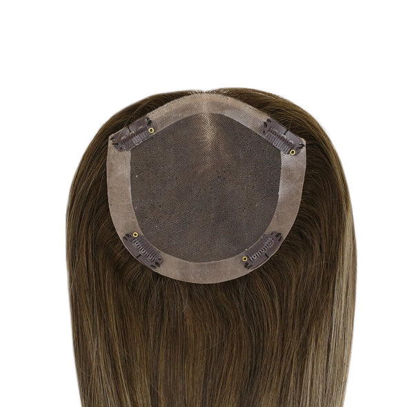 Topper Hairpiece Hidden Crown Hair 13cm*13cm Balayage #4/24/4