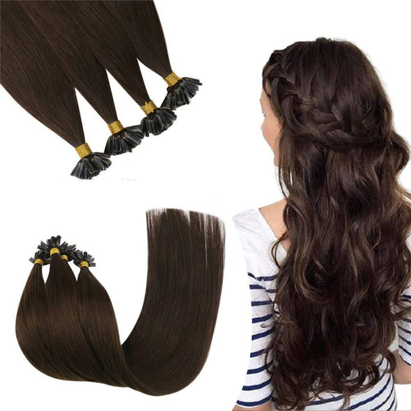 u tip human hair extensions middle brown for women