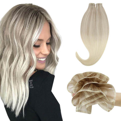 Flat Silk Weft Hair Bundle Extensions Balayage Color
