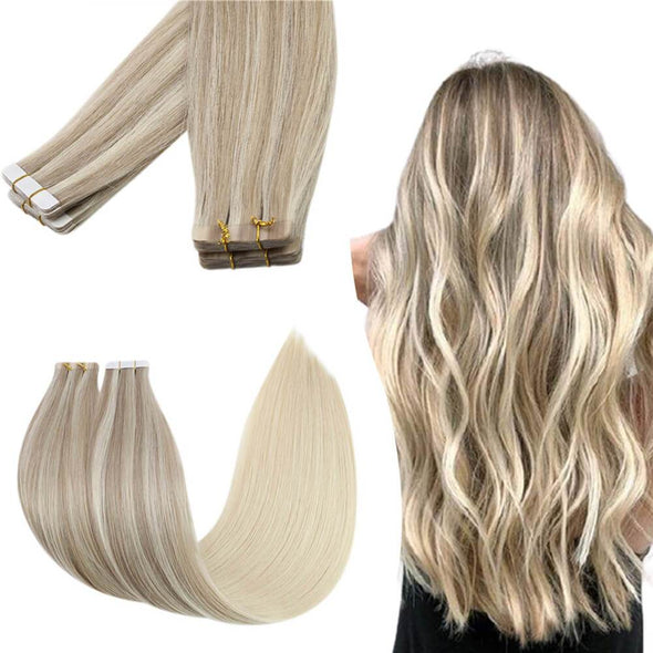 virgin tape in hair extensions balayage color