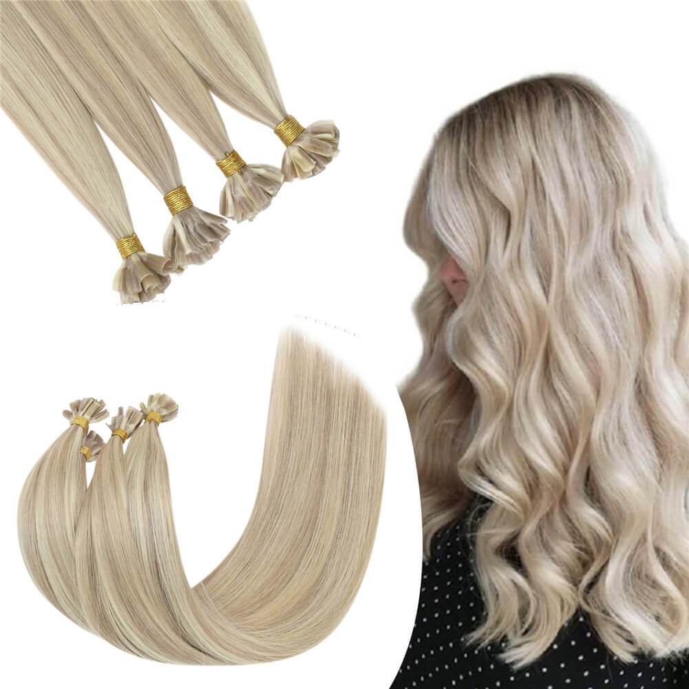 U Tip Hair Highlight Platinum and Ash Blonde Virgin Extensions