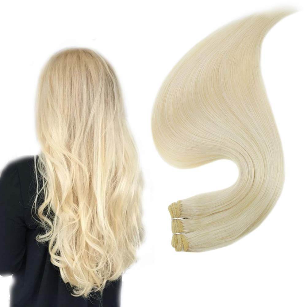 Bleach Blonde Human Hair Bundles Remy Double Weft Hair #613