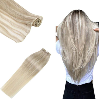 Flat Silk Weft Ash Blonde With Light Blonde Fading To Platinum Blonde